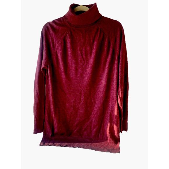 GAP Sweaters - GAP Women's Large 100% Merino Wool Turtleneck Sweater Burgundy Maroon Fine Knit